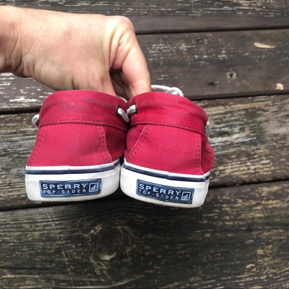 Red Canvas Sperry Topsider Boat Shoes - Picture 3 of 6